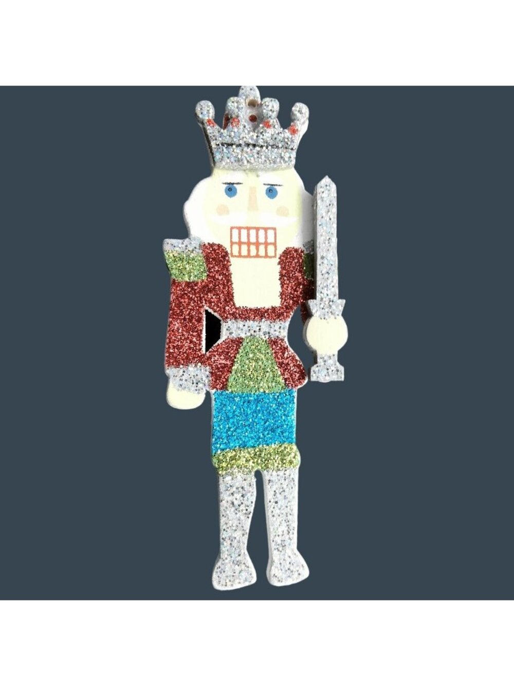 Nutcracker Pin Brooch Holiday Christmas Jewelry Wood Glitter Statement Vintage